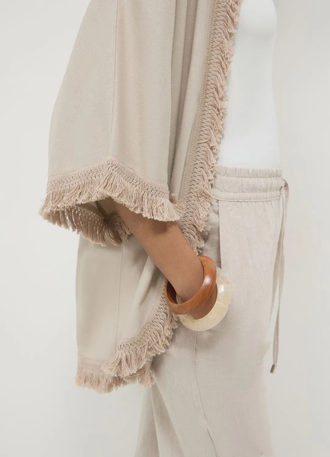 Calliope kimono franges taille unique lin