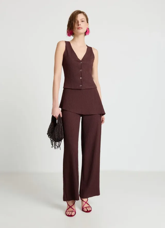 Calliope gilet col V boutonné femme XS texturé