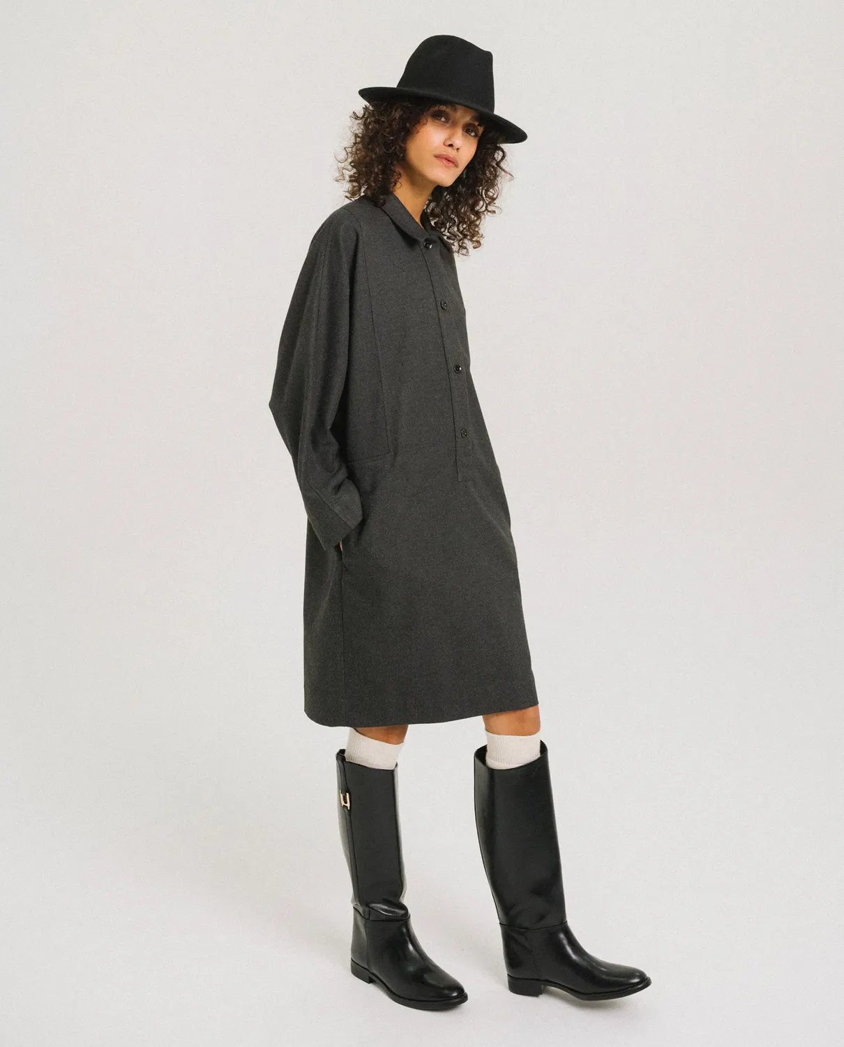 Tinsels Felicie Anthracite robe polo flanelle