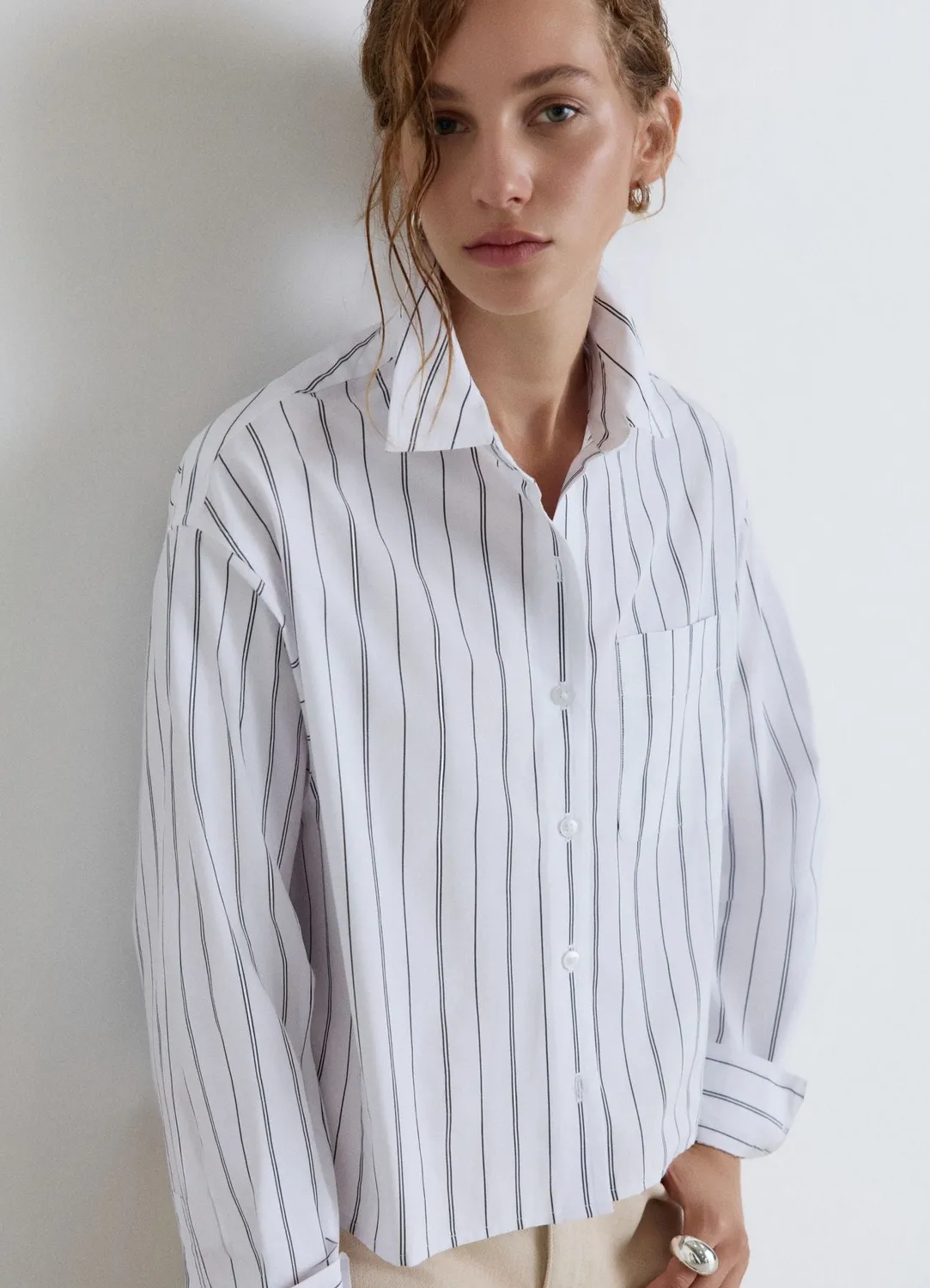 Calliope chemise crop rayée femme manches longues