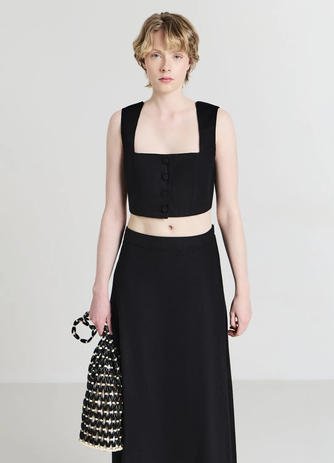 Calliope top court boutonné femme crop