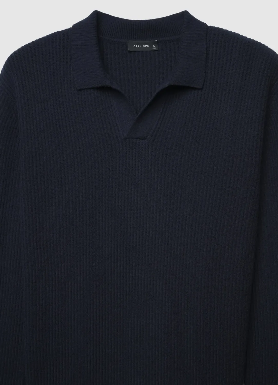 Calliope maille côtelée col polo pull homme taille L uni