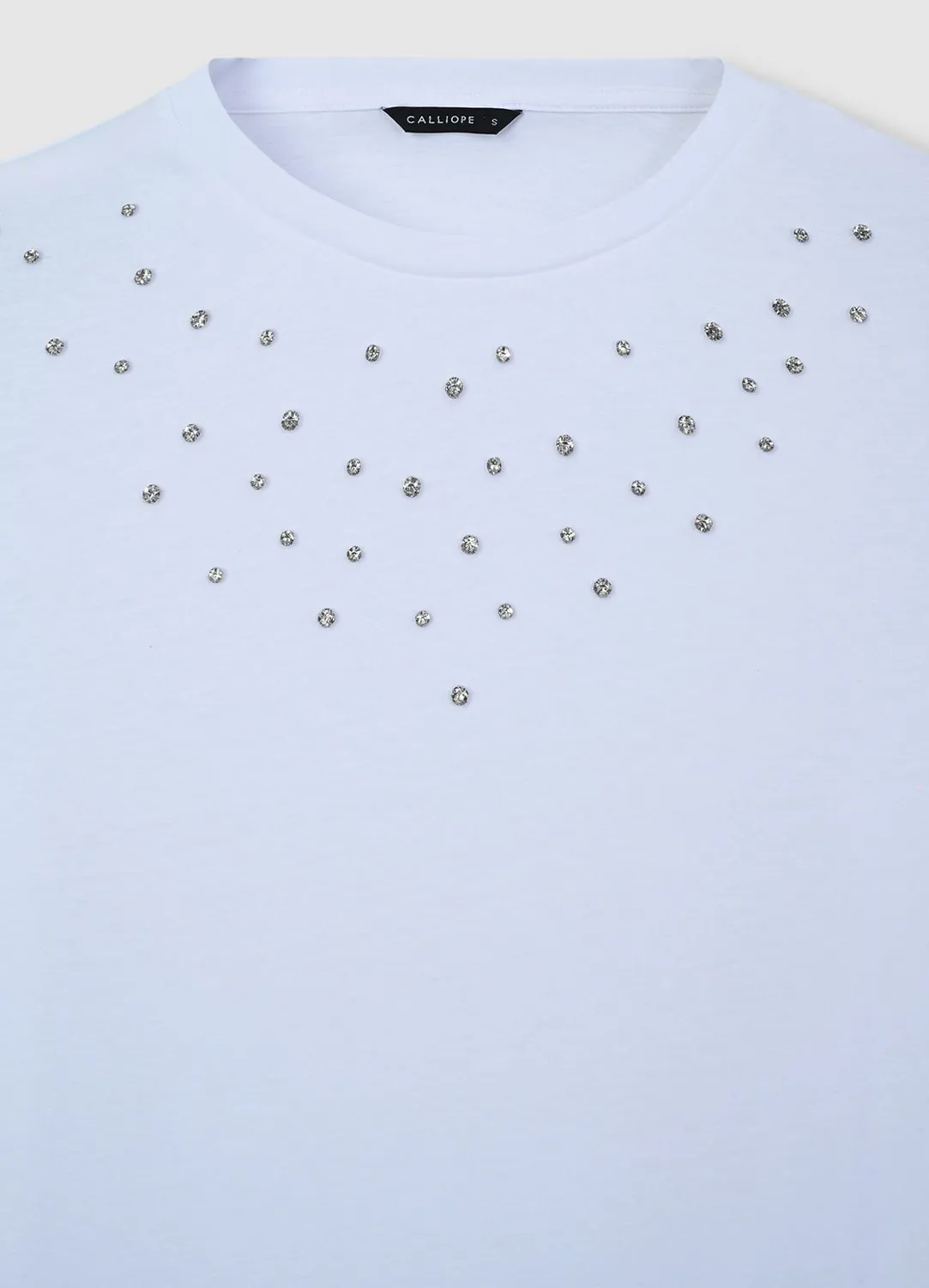 Calliope T-shirt strass coton femme manches courtes