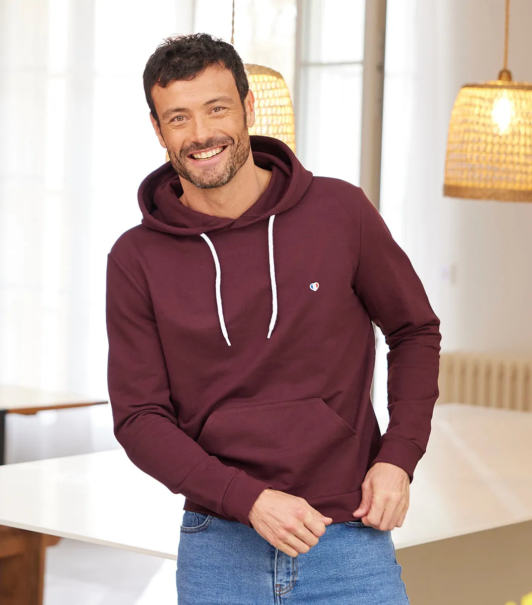 Cocorico Iconique sweat à capuche homme bordeaux coton