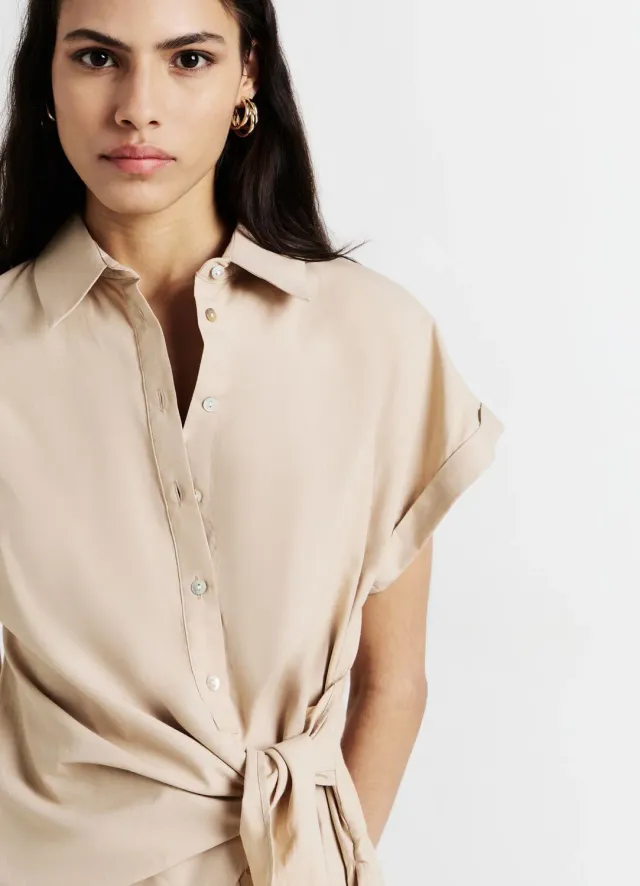 Calliope chemise nouée femme coton manches courtes