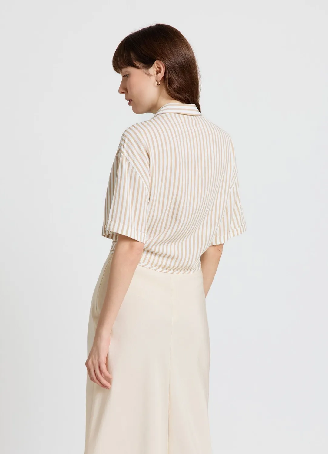 Calliope Chemise rayée femme noeud manches courtes
