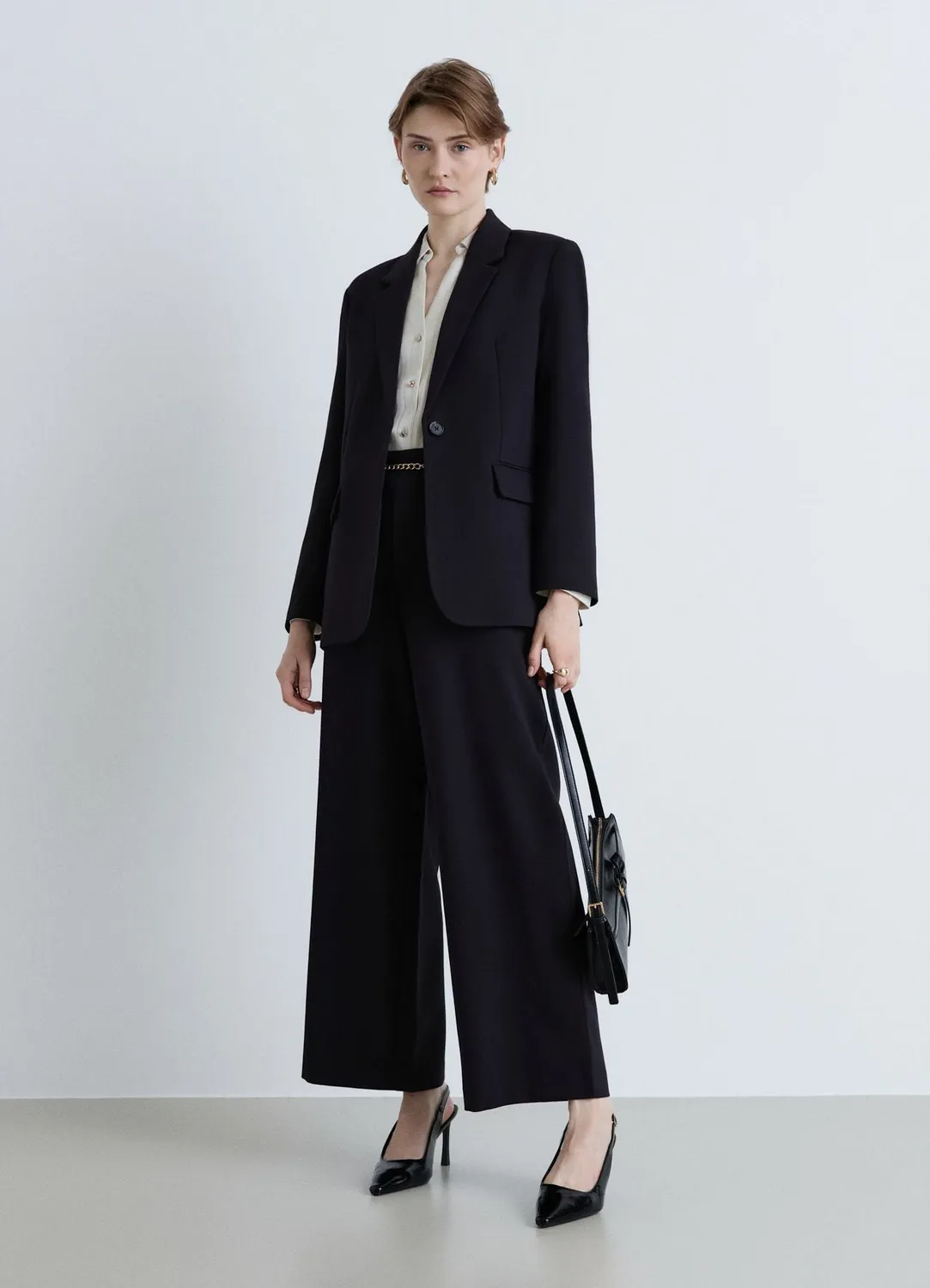 Calliope blazer uni femme un bouton épaules larges