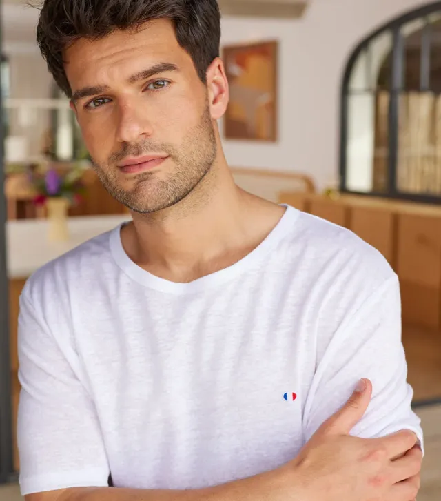 Cocorico Iconique t-shirt lin homme blanc