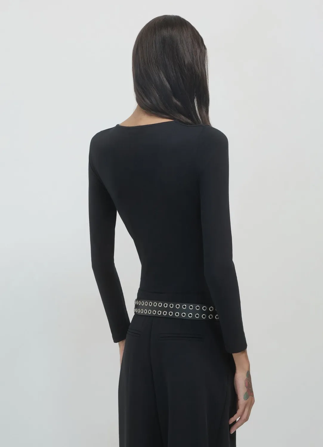 Calliope body col V coton manches longues femme