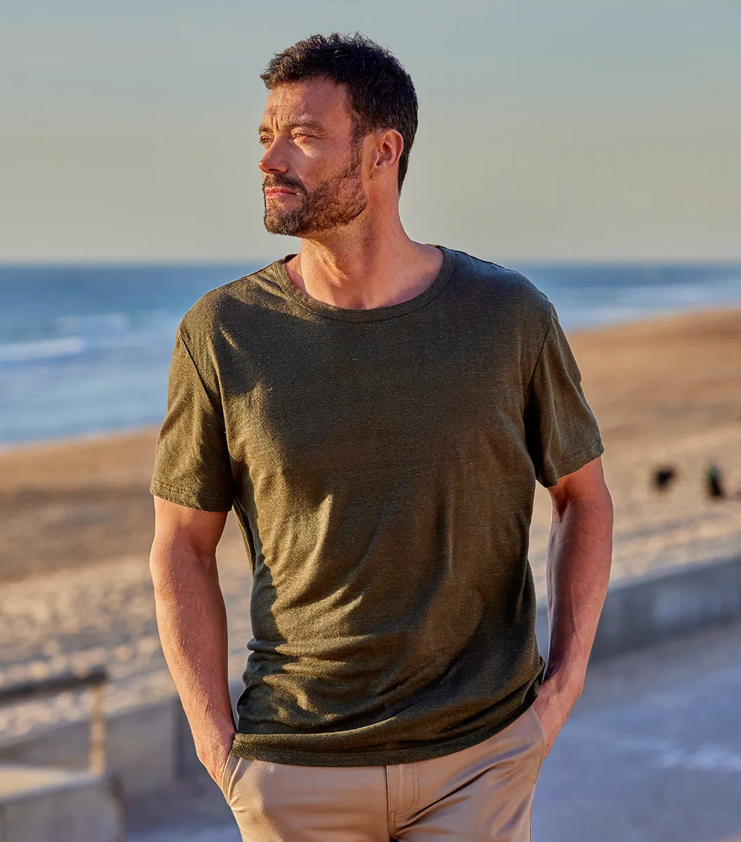 Cocorico Intemporel t-shirt lin homme kaki col rond
