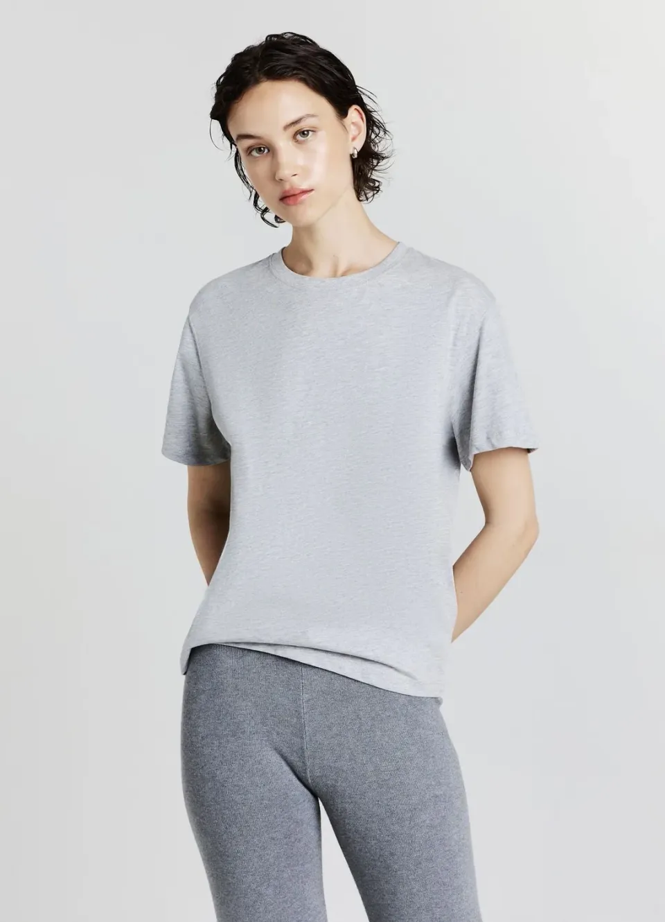 Calliope t-shirt uni coton femme col rond manches courtes