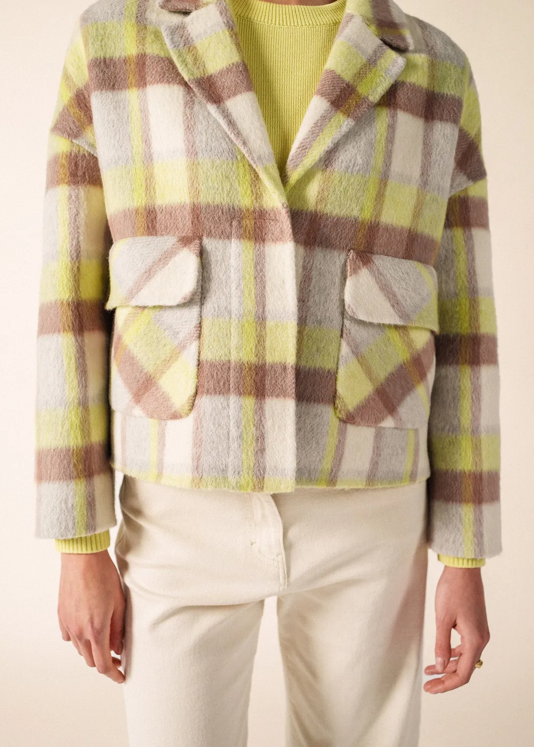 Saint James Ste Emilia manteau blanc hiver carreaux