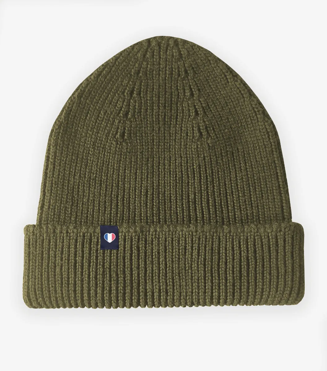 Cocorico bonnet femme kaki laine mérinos