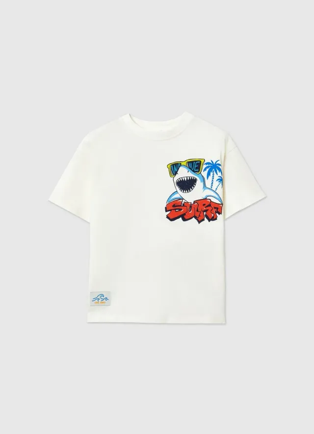 Calliope t-shirt garçon over requin surf manches courtes
