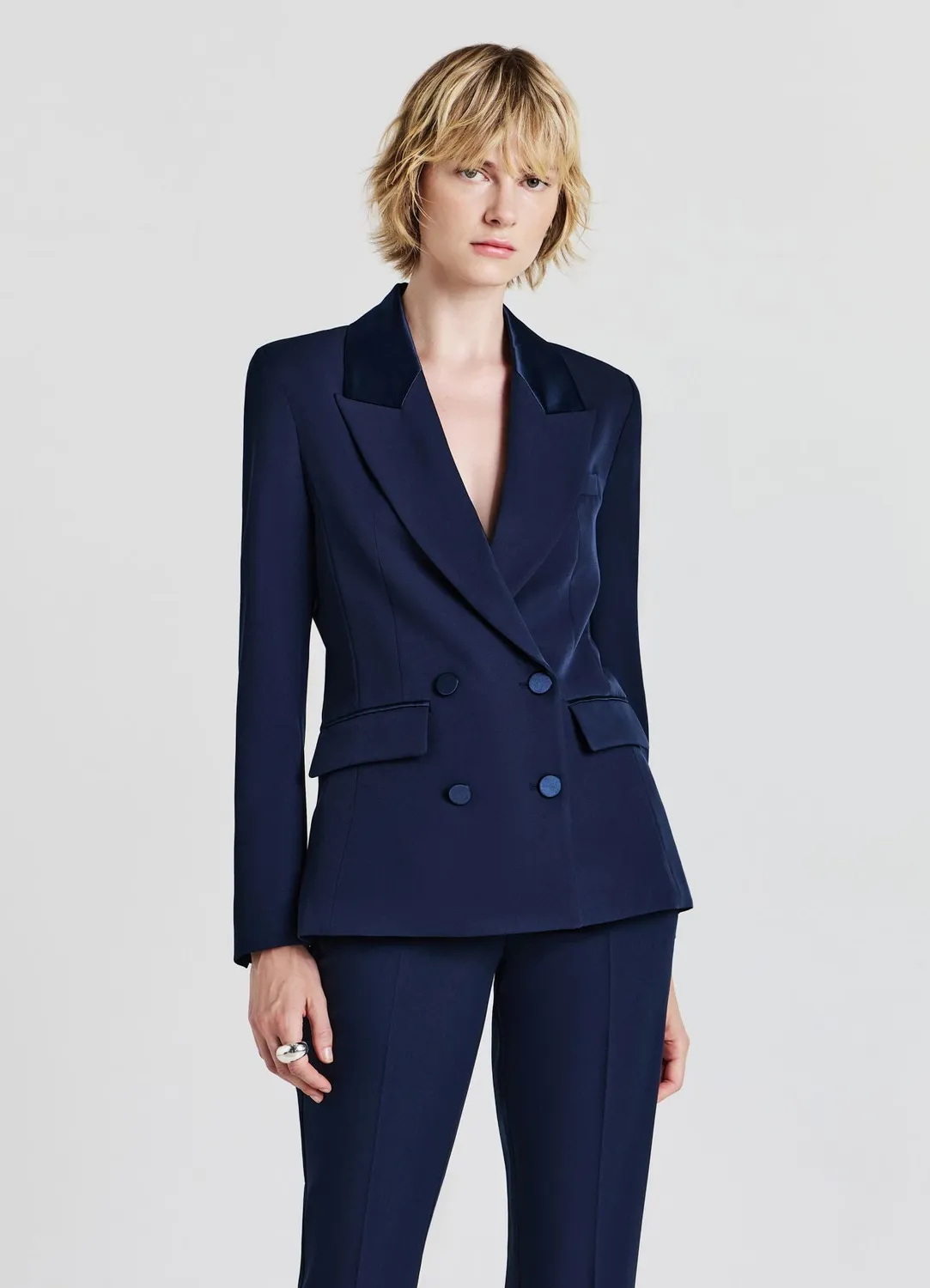 Calliope veste double boutonnage satin femme