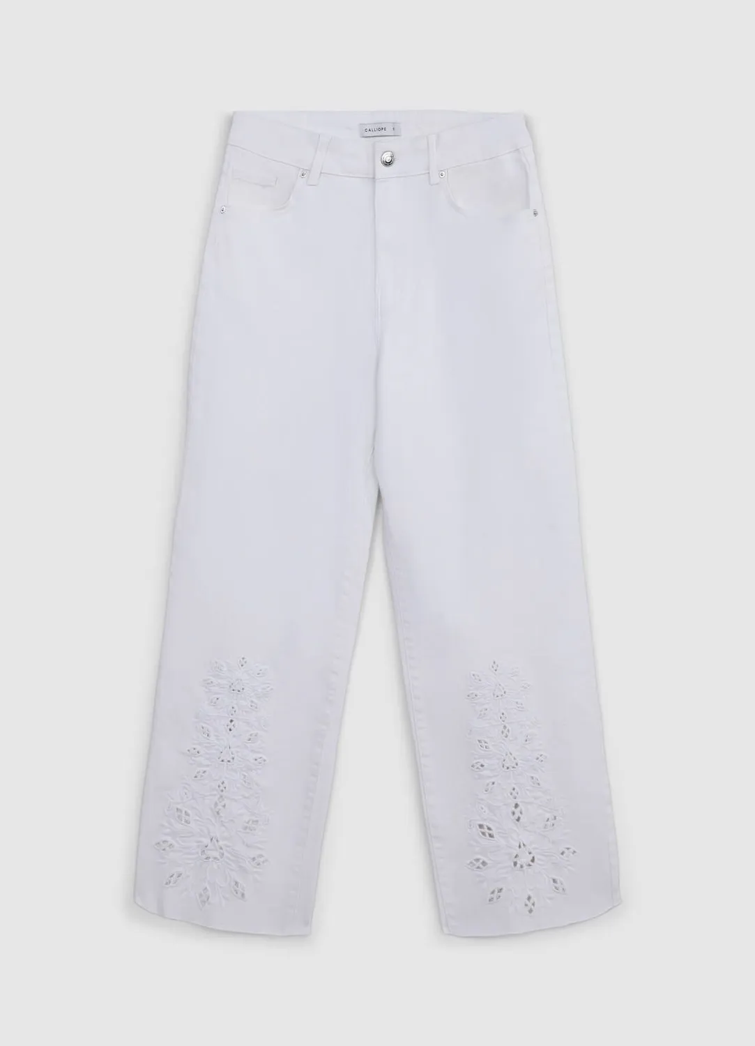 Calliope Pantalon straight femme broderies coton