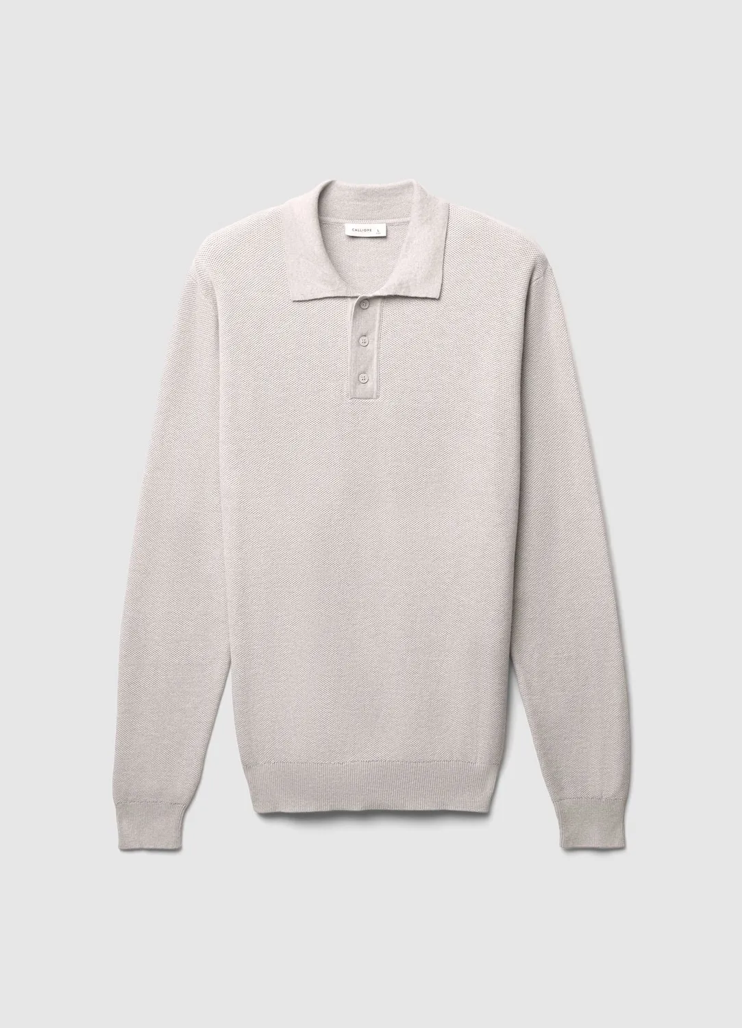 Calliope polo maille 3 boutons homme manches longues