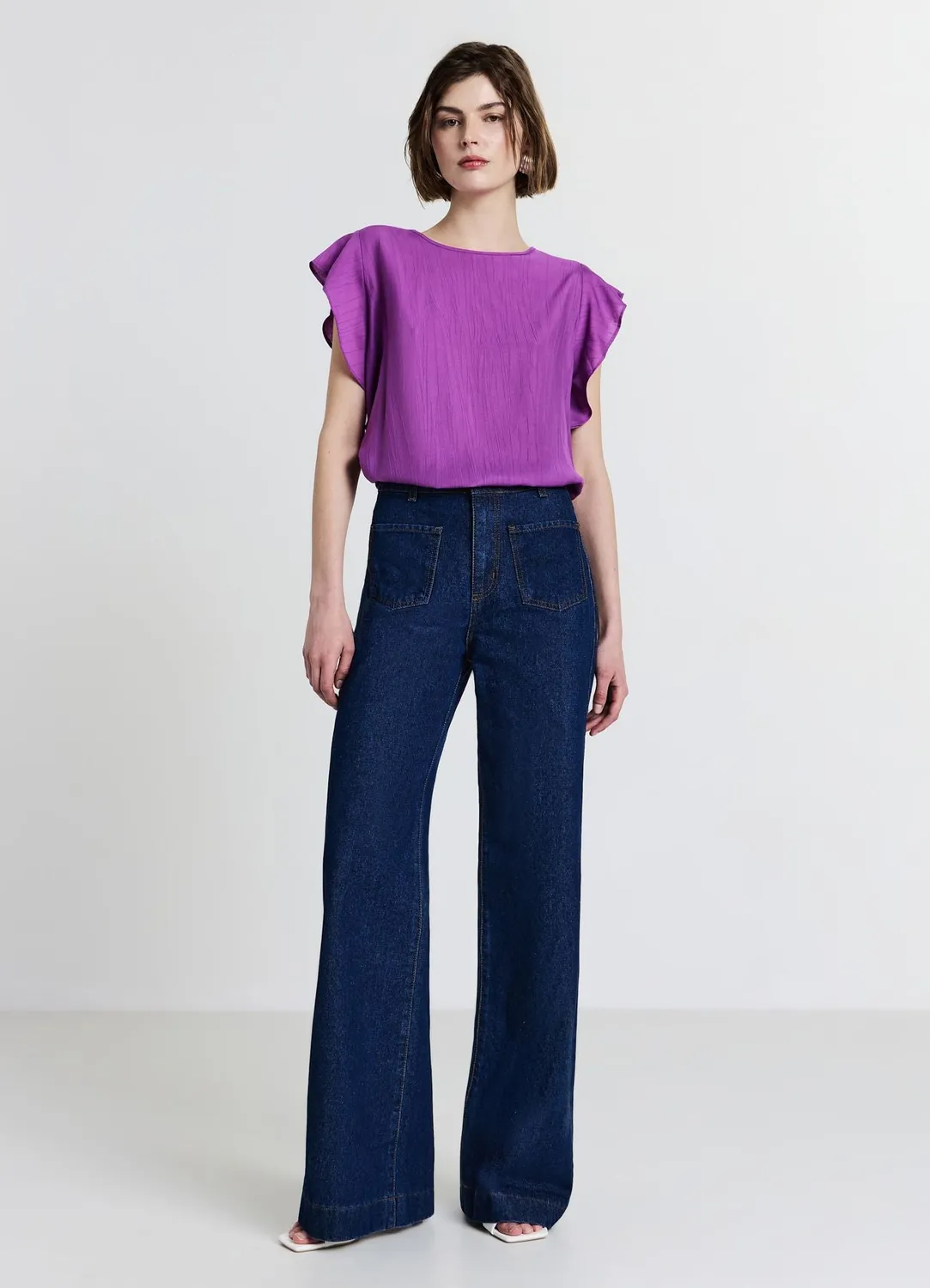 Calliope blouse femme manches volants unie