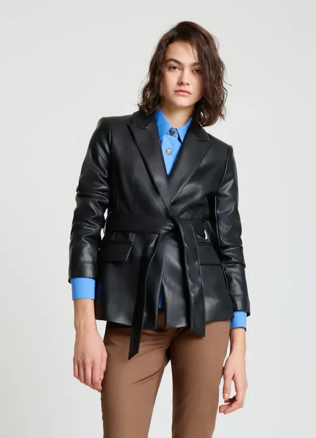 Calliope blazer effet cuir femme avec ceinture
