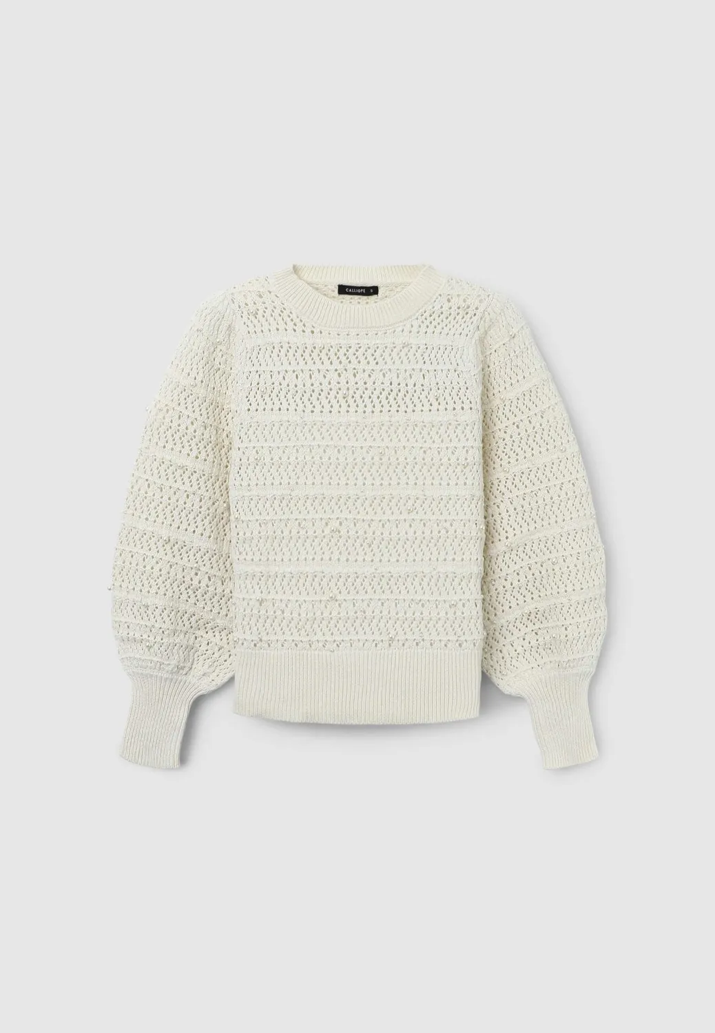 Calliope pull perles femme col rond coton