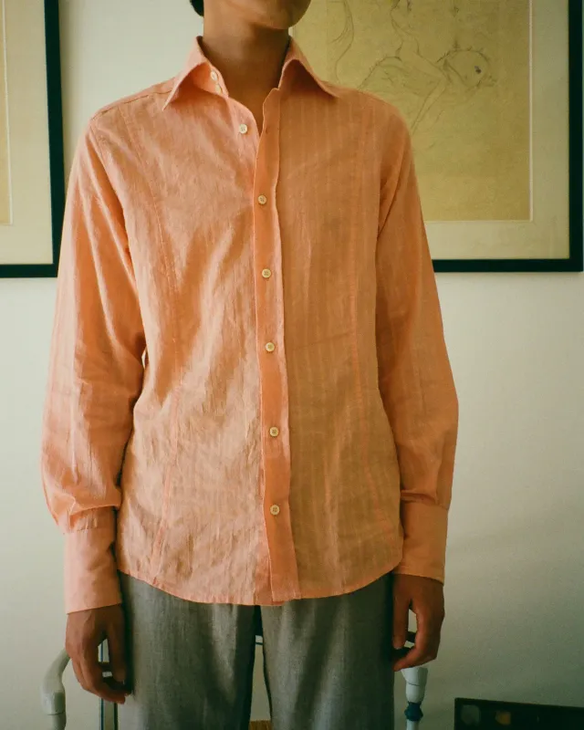 EREVAN Will chemise rayures orange col italien