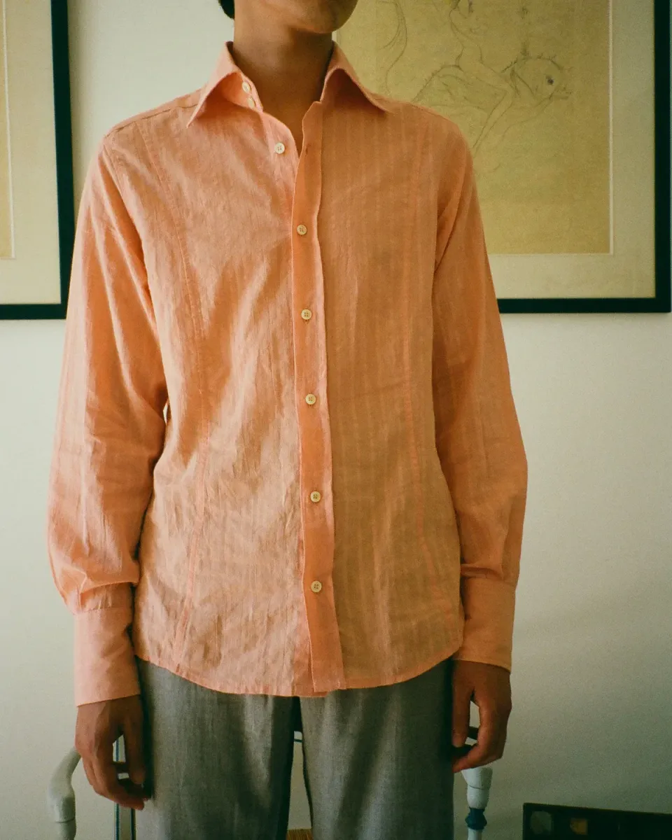 EREVAN Will chemise rayures orange col italien