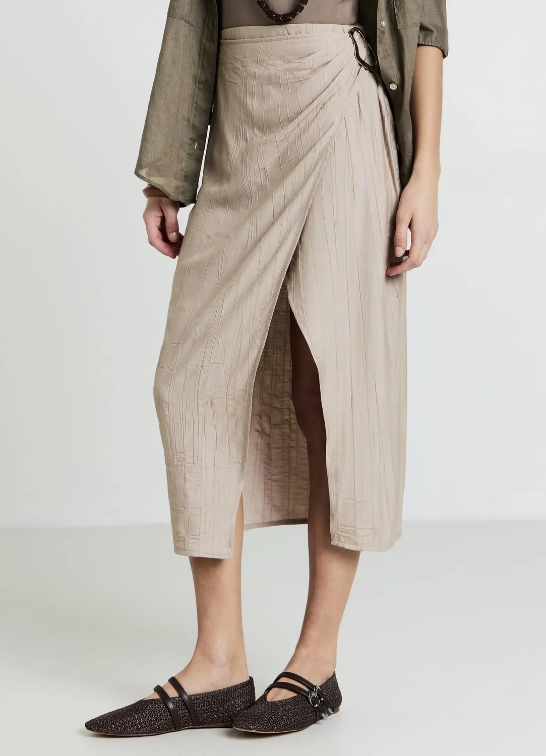 Calliope jupe midi fendue femme boucle dorée