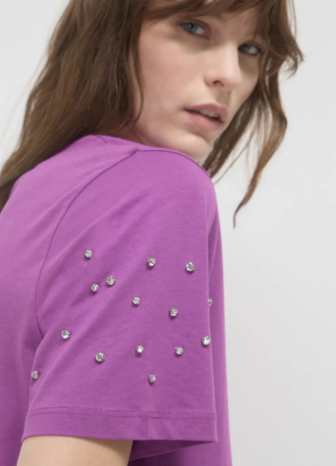 Calliope T-shirt manches strass femme coton