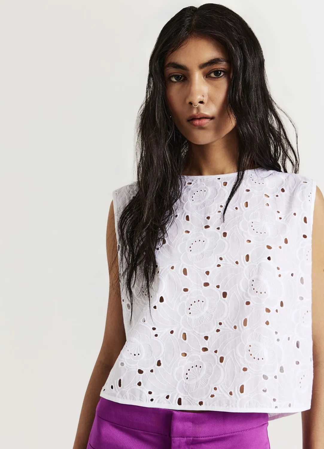 Calliope Top sangallo coton femme bretelles larges
