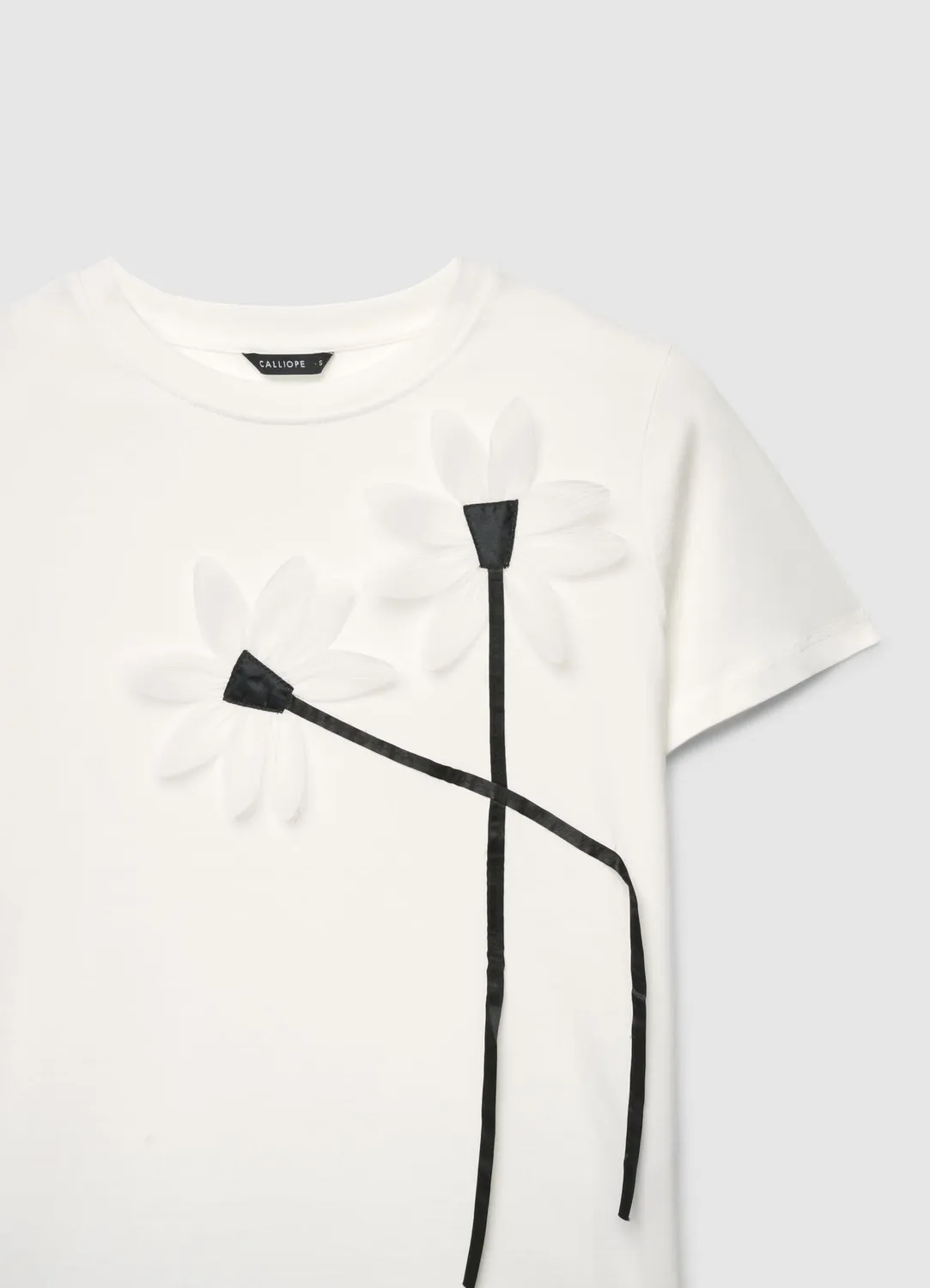 Calliope t-shirt fleurs appliquées femme col rond
