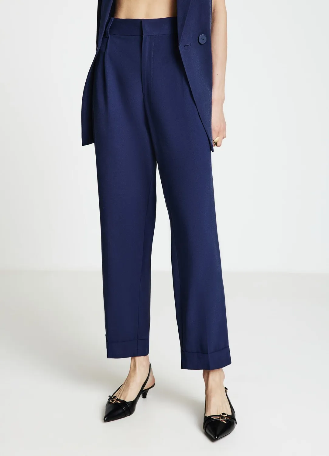 Calliope pantalon femme uni revers confort elastique