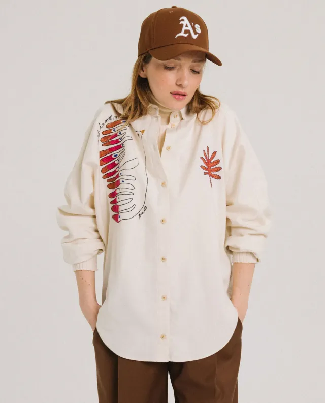 Tinsels Faune chemise Ecru flanelle brodée