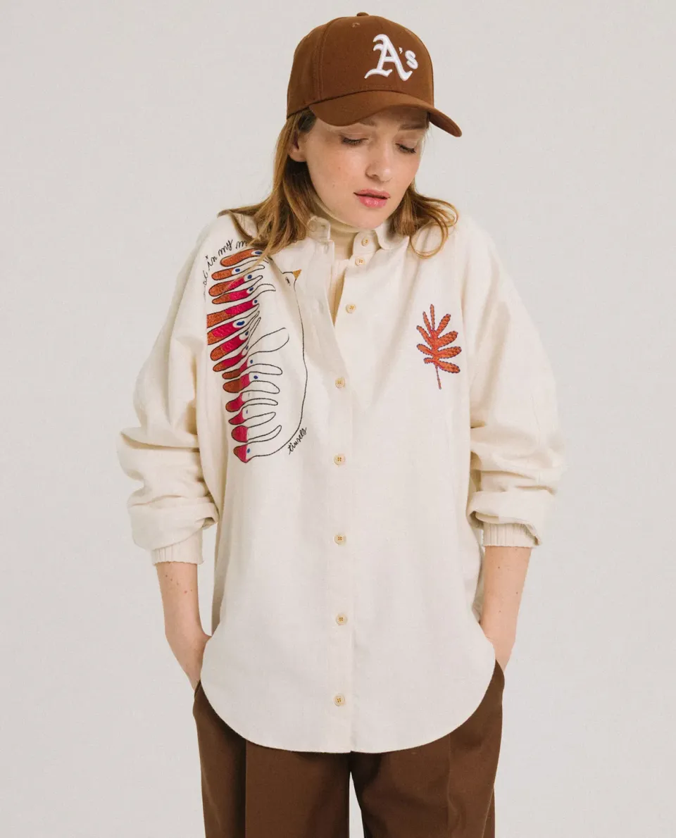 Tinsels Faune chemise Ecru flanelle brodée