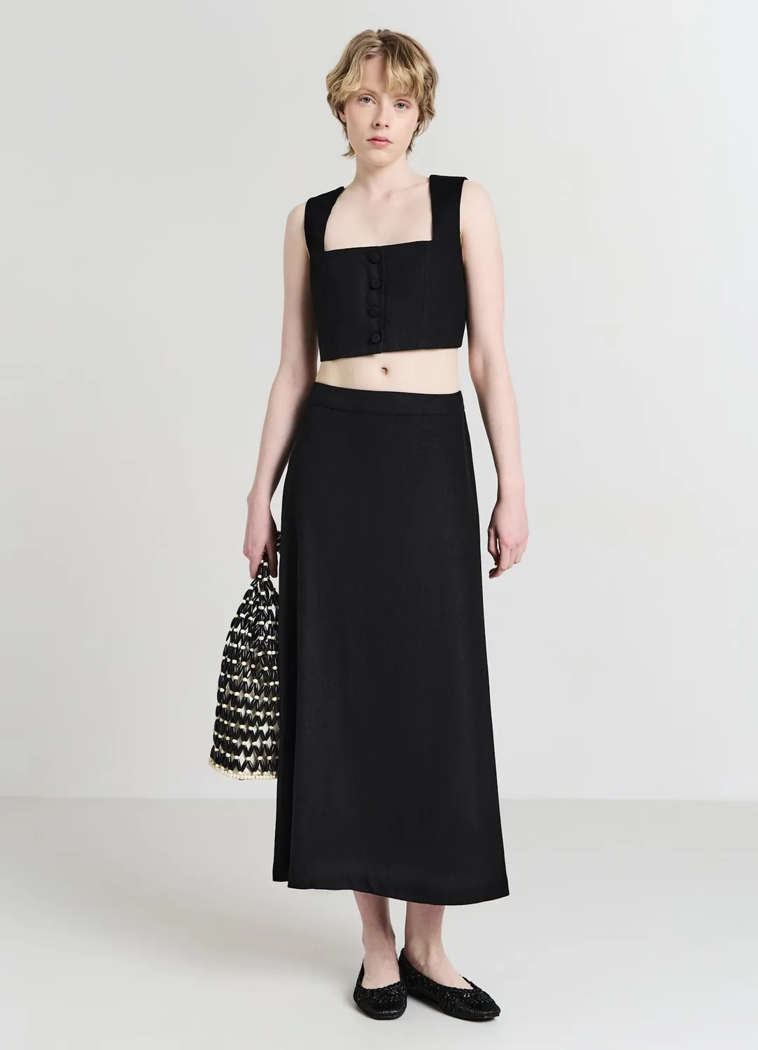 Calliope top court boutonné femme crop