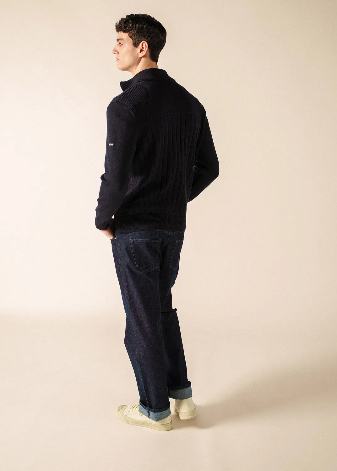 Saint James Calypso Réédit gilet navy blanc laine