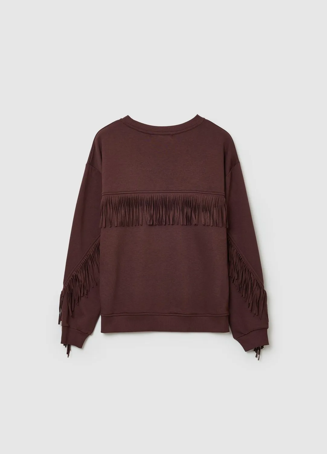 Calliope sweat femme col rond franges bohème