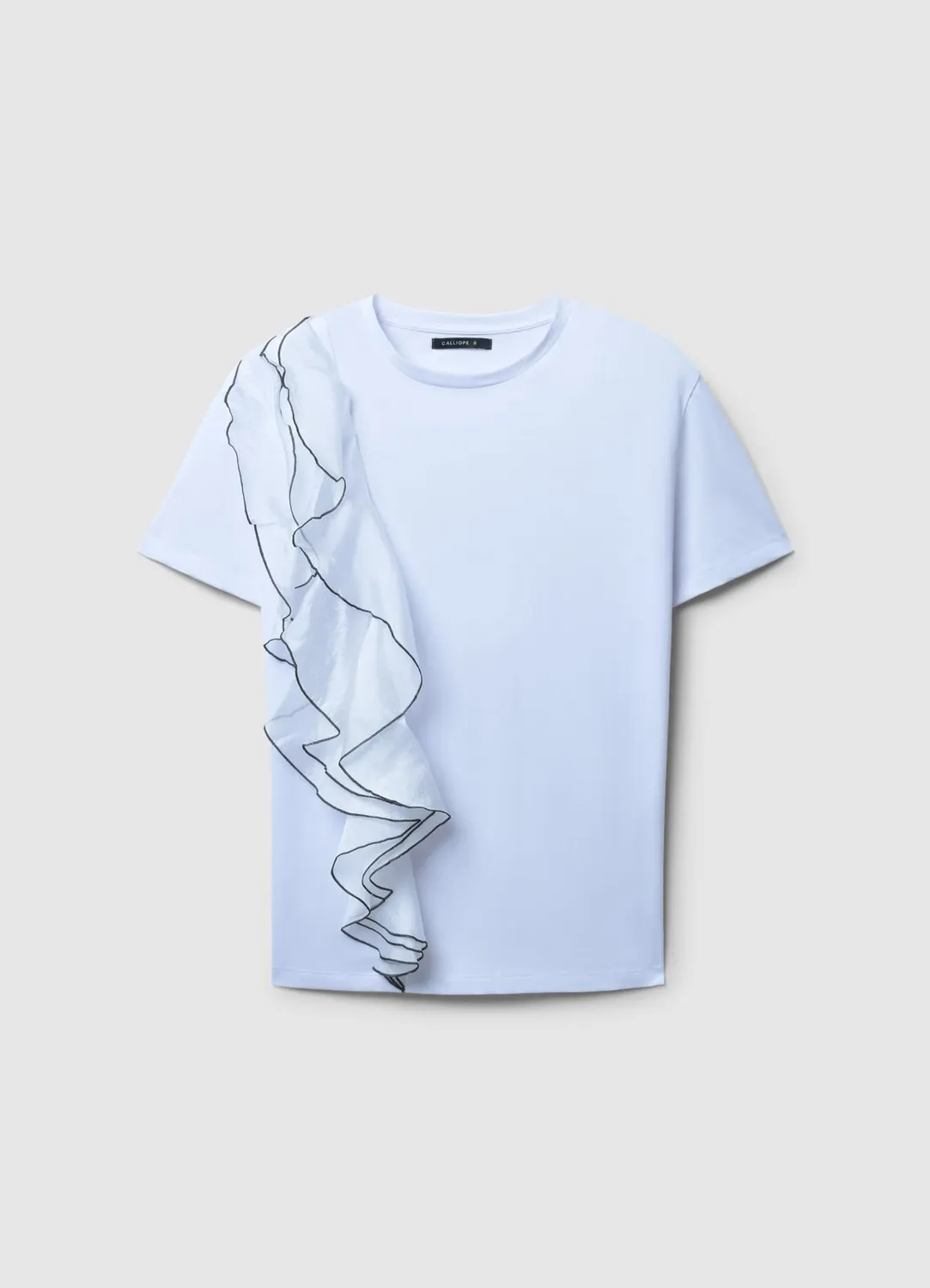 Calliope t-shirt femme volants col rond uni