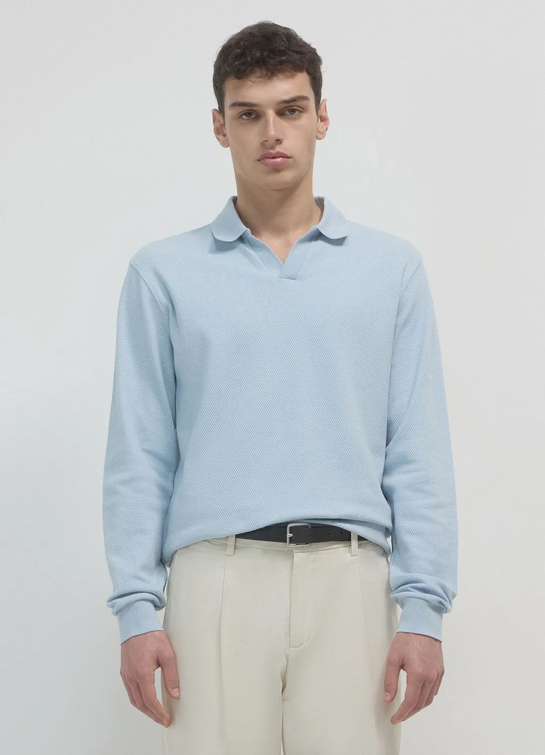 Calliope polo uni manches longues homme coton
