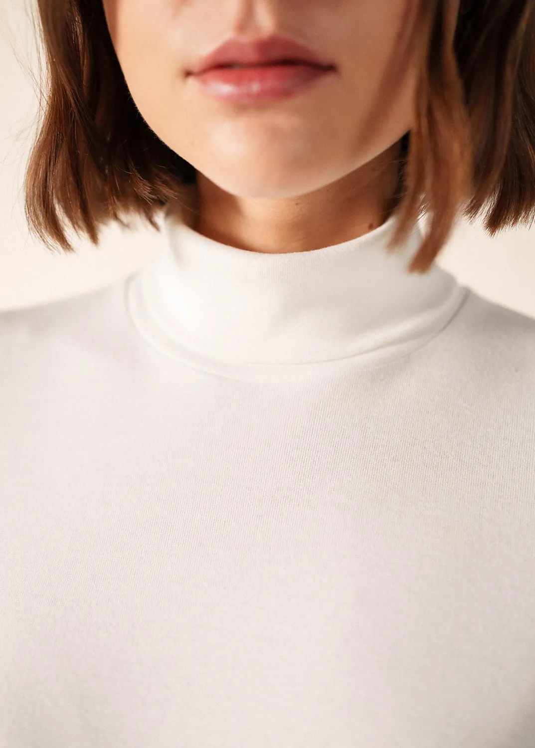 Saint James Célina sous-pull écume col roulé coton