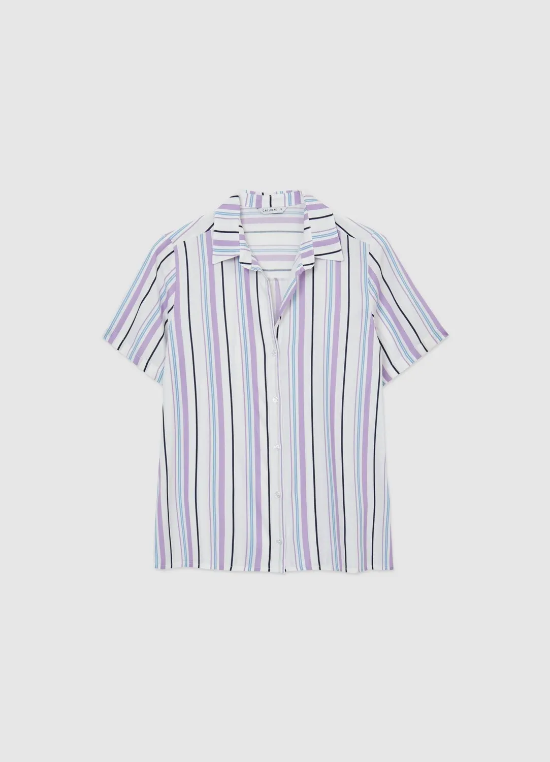 Calliope chemise rayée manches courtes boutonnée femme