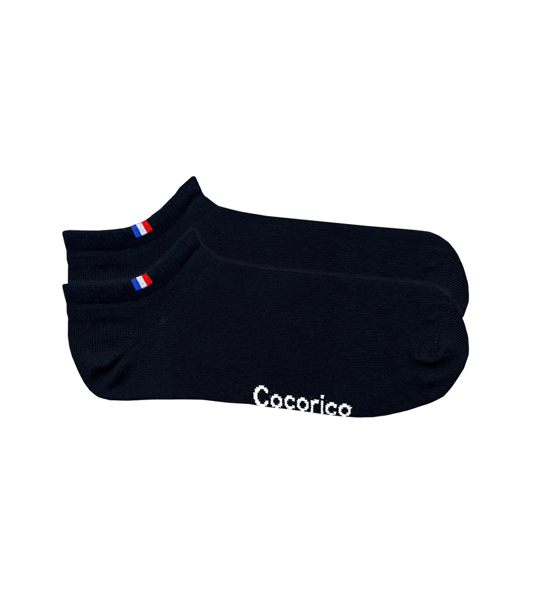 Cocorico Invisible chaussettes femme noir x2 coton