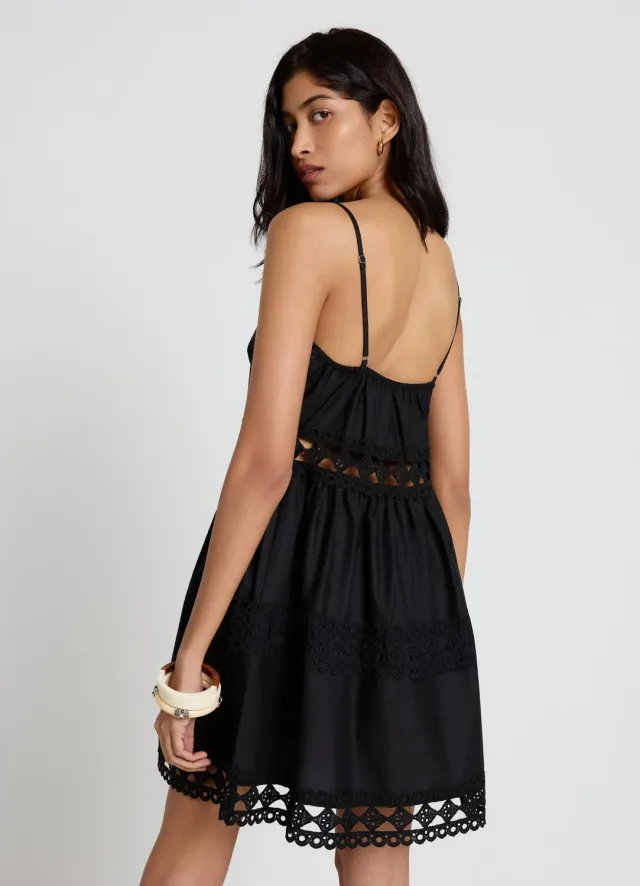 Calliope robe courte femme bretelles brodée S