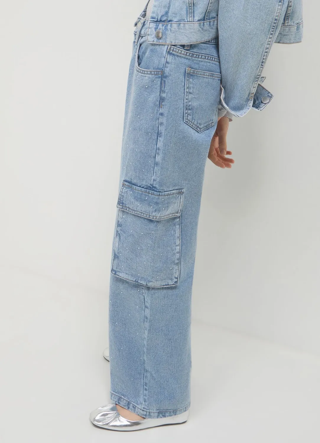 Calliope jean cargo femme regular à strass