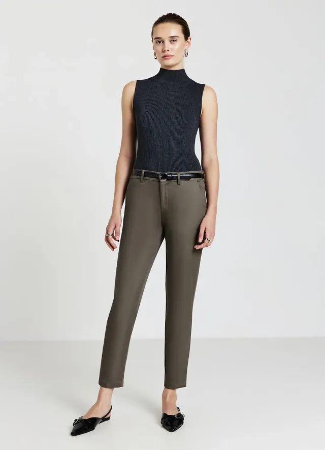 Calliope pantalon rasatello coton femme uni