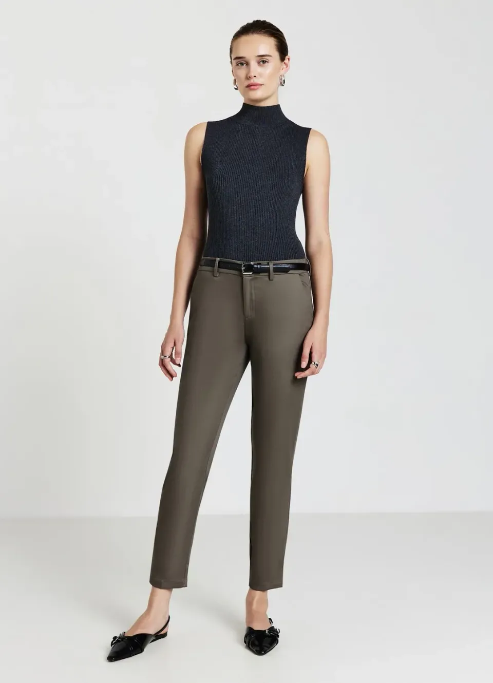Calliope pantalon rasatello coton femme uni