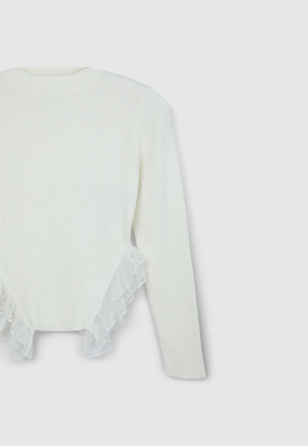 Calliope maille pull femme manches longues dentelle