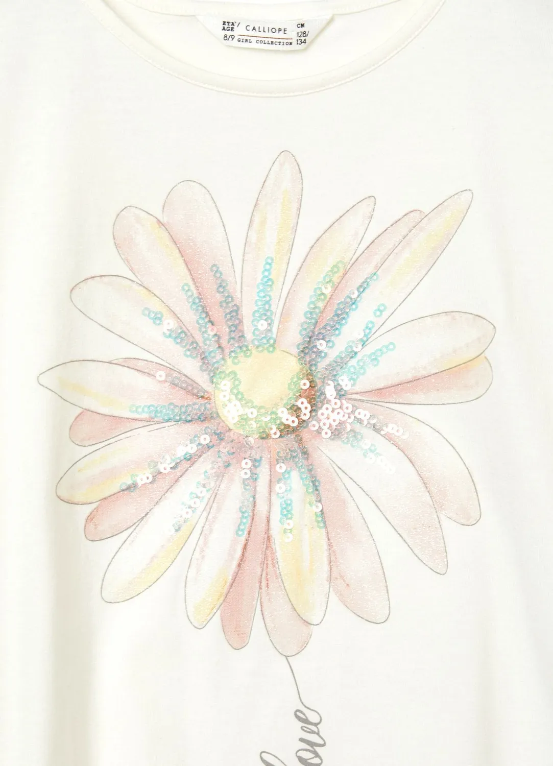 Calliope t-shirt fille coton marguerite sequins