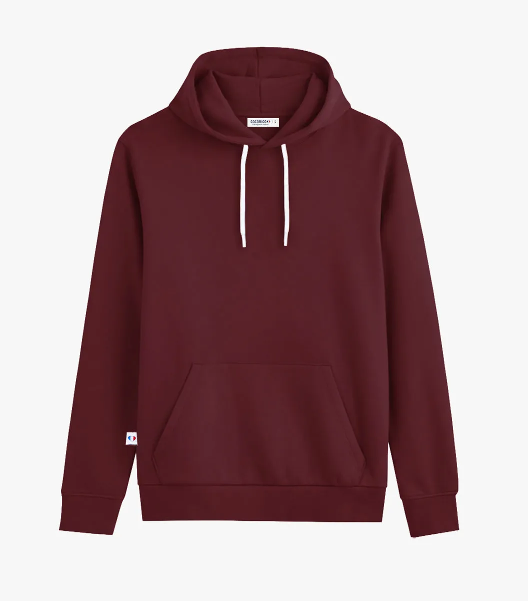 Cocorico Intemporel sweat à capuche bordeaux coton