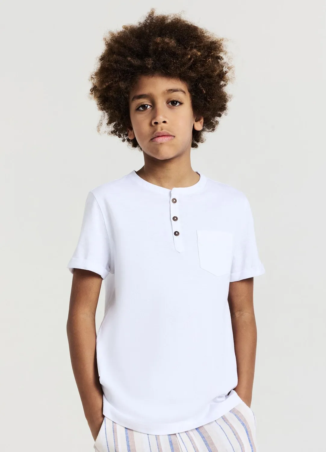 Calliope t-shirt Henley garçon coton manches courtes