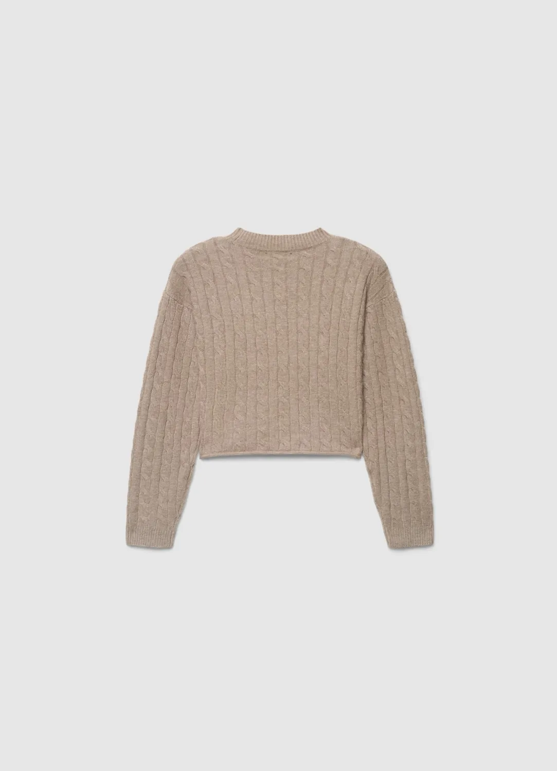 Calliope pull crop torsade femme col rond manches longues